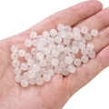 Translucent white round glass jelly beads scattered in hand for DIY jewelry making - White approx 50pcs/pack