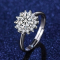 Sunflower style sparkling zircon ring with adjustable band on blue starry background - Adjustable / Style 21 Sunflower Ring (1 Carat)