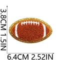Detailed size view of brown chenille rugby patch with gold glitter and white stitching - Mini Football Style