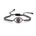 Verstellbares Evil Eye Perlenarmband mit Zirkonia-Mikropavé in Gunmetal-Optik - Schwarz