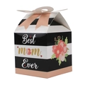Geschenkbox zum Muttertag mit schwarz-weißen Streifen und rosa Schmetterling - Rosa