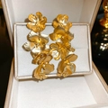 Elegant gold flower drop earrings with multi-layered matte petals and polished beads - Four-layer Brushed Matte Petals (18#)