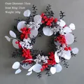 Ghirlanda natalizia da 35 cm con bacche rosse e accenti argentati su rami scuri - Ghirlanda di Rami Con Bacche Rosse e Foglie Bianche