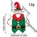 Copribottiglia di vino elfo di Natale con cappello e gilet e dimensioni dettagliate - W2-61 Stile Grembiule da Elfo Maschio