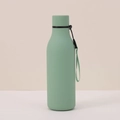 Mint green 304 stainless steel sport water bottle with matte finish and black carry loop - Rubber Paint Matcha Green with Strap