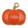 Orange enamel pumpkin charm with gold trim for Thanksgiving DIY jewelry and keychains - 20x21mm Orange Pumpkin (20286)
