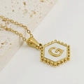 Hexagon letter G pendant necklace in 18K gold plated stainless steel for women - Style G (Pendant Only) / Pendant Only