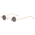 Lunettes de soleil steampunk rondes avec monture en métal doré et verres noirs polarisés - Monture Dorée Verres Gris