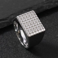 Anello con sigillo quadrato argento con trama a pois a rilievo da donna - US 6 / Acciaio Punti Rettangolari (15*19mm)
