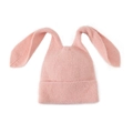 Süße rosa Strickmütze mit langen Hasenohren und weicher flauschiger Textur für den Winter - Einheitsgröße / Rosa