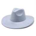 Close-up of light blue suede fedora hat brim with high-quality reinforced stitching - M (56-59cm) / Light Blue Suede
