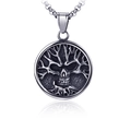 Collana retrò albero della vita in acciaio inossidabile con teschio su sfondo bianco - Solo Ciondolo (Senza Catena)