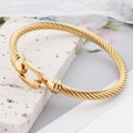 Minimalist gold cable bangle featuring a vintage horseshoe buckle and open twist design - Gold
