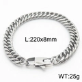 Silver titanium steel Cuban link bracelet for men and women, size 220x8mm and weight 25g - Style C 8mm-220mm