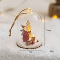 Nordic Christmas glass dome lamp with Santa and LED light on a wooden base - Red Pillar Santa Side