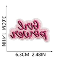 Detailed view of pink Girl Power embroidered patch with 3.6x6.3cm dimension measurement - No.3-Girl Power Label