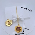 Gold beetle pendant necklace with black and red crystals including size measurements - Gold Hexagonal Beetle Pendant