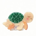 Cute green turtle hair claw clip made of glossy acetate with a sleepy expression - Turtle