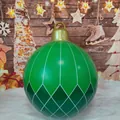 Green PVC inflatable Christmas ball with white rhombus pattern and gold ring - Pearly Forest