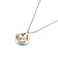Collier en argent minimaliste avec un pendentif en zircon carré jaune clair de 13 mm - Bleu foncé