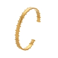 Elegant gold titanium steel open bangle featuring modern industrial gear sawtooth edges - Y639-1 Gold Serrated Edge