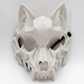 Realistic white animal skull cosplay mask with sharp teeth and black elastic strap - Werewolf (White)