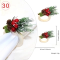 Christmas napkin ring with pine needles and red berries detail showing dimensions - Pine Cone Wood Ring Style 30