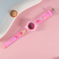 Pink kids electronic watch with mermaid pattern silicone strap and digital display - Mermaid Rose Red