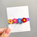Fermaglio per capelli con fiori 3D colorati su base in resina viola per donne - 4# Base Viola Fiore Multicolore