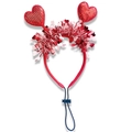 Red sequin heart headband for pets with adjustable drawstring for Valentine's Day party - Red Sequin + Pink Tinsel (Pet Buckle)