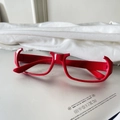 Fashionable bright red semi-rimless anime glasses frame with glossy finish subculture style - Red