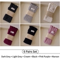 6-pack of ribbed knit cotton crew socks in neutral and pastel colors with cloth labels - Combination Set