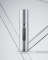 Portable 5ml silver refillable glass perfume spray bottle with visual capacity window - 5ml; Gray; Anodized Aluminum Outer Shell + Glass Inner Liner + Anodized Aluminum Nozzle