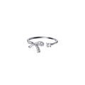 Adjustable silver bow ring with shimmering zircon accents and a single cubic zirconia stone - Bowknot Ring