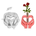 Silicone heart shaped flower vase resin mold and matte pink plaster planter decor - Hands Holding Heart Vase Mold