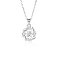 S925 sterling silver wheat ear necklace with sparkling zircon pendant on white background - White Zirconia / Silver Color / 925 Silver