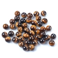 Polished 14mm natural tiger eye round beads with golden brown silky chatoyancy - Tiger's Eye