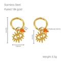 Dettaglio di orecchini occhio di Allah placcati oro 18k con pietra naturale arancione - Ciondolo Malocchio (Perla Arancione) / Malocchio - Oro (997-Oro)