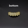 Gold plated hip hop bottom grillz with micro pave zircon stones for teeth - Bottom (No Molding Bar) / Gold