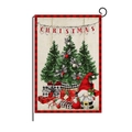 Linen Christmas garden flag featuring a gnome with red hat and black checkered border - 30*45cm / Christmas Gnome Gifts (HYQ030-38)