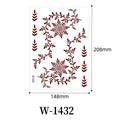 Brown henna lace tattoo sticker W-1432 featuring floral and vine pattern designs - Deep Reddish Brown Entwined Floral (W-1432S)