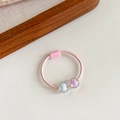 Pink high-elastic hair tie for kids with pink, blue and purple decorative beads - Pink