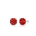 S925 Sterling Silber Ohrstecker mit rotem Rubin im Rosenschliff und 4-Krallen-Fassung - 925er Silber / Rot 6MM