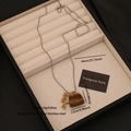Maillard style stainless steel necklace with tiger eye stone handbag shaped pendant charm - Bag Shape Tiger Eye Stone Stainless Steel Style (2#)