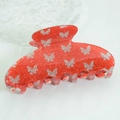 Sparkly red hair claw clip with silver glitter butterfly patterns made of high-quality resin - Red (C3-4-22)