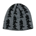 Unisex grey knitted beanie with black jacquard patterns for winter warmth and comfort - M (56-58cm) / Black