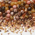 8mm mixed glass seed beads in brown, gold, and pink for DIY jewelry making - Light Coffee Series