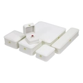 Elegant white faux leather jewelry box set for rings and necklaces on white background - White