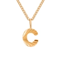 Golden necklace with a capital letter C pendant featuring radiant sunray texture - Letter C / Rose Gold