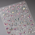 3D holographic butterfly nail art decals with laser aurora finish for manicures - Broken Glass Style (M-495)